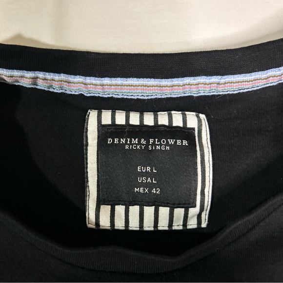 Denim & Flower Shirt Women’s Large Graphic Print T Shirt Top Casual Los Angeles - Picture 5 of 11